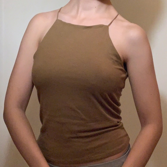 NWT Trendy Halter Tank Top In Brown- Size Small - Picture 1 of 7